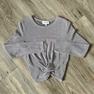 Women’s Long Sleeve Knotted Top - Gray